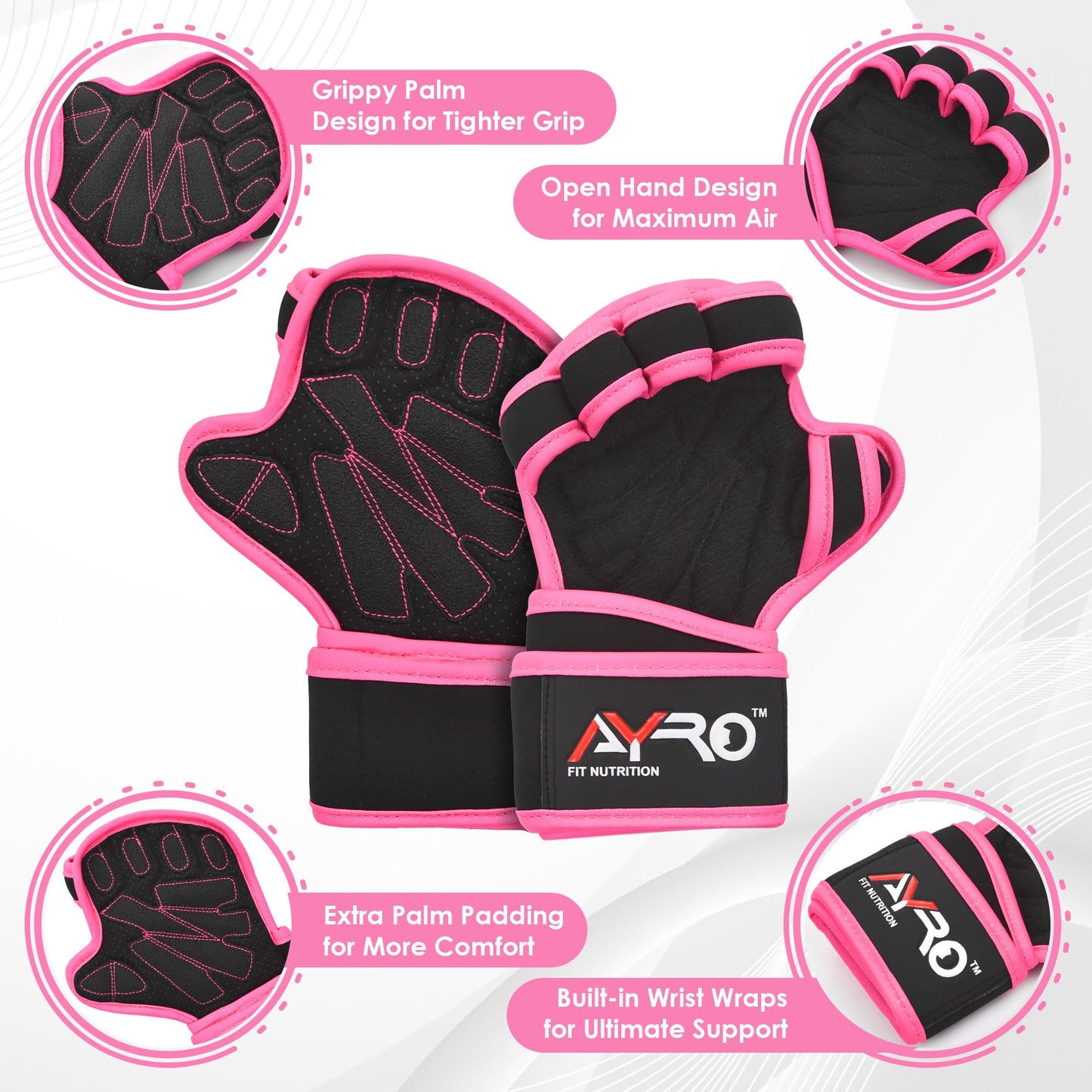 AYRO Workout Gloves for Men & Women – Gym Gloves for Men, Weight Lifting Gloves, with Wrist Support, Breathable Palm Padding, Non-Slip Grip – Ideal for Gym, Fitness, Cross Training, Cycling Gloves