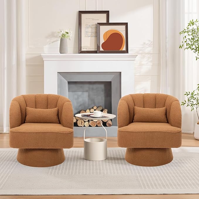 Garvee Ultra-Plush Swivel Accent Chair, 360° Barrel Lounge Chair