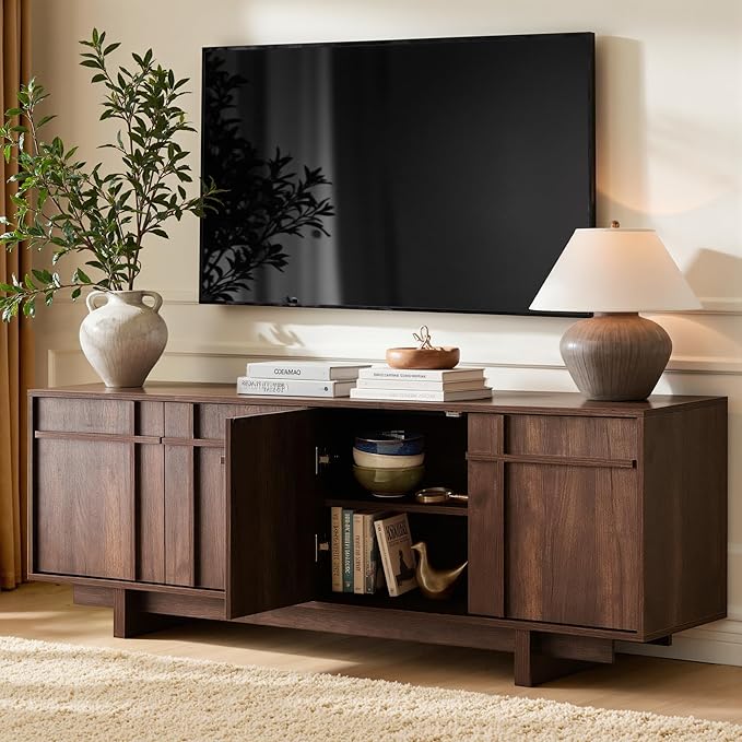 TV Stand for 75 Inch TV, Mid Century Modern TV Stand