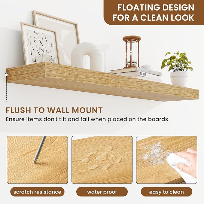 fuqing Floating Shelves for Wall, Wall Mounted Wood Floating Shelf