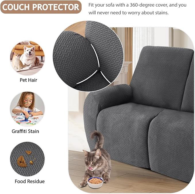 ALIECOM 100% Waterproof Recliner Sectional Couch Covers L Shape Stretch Corner