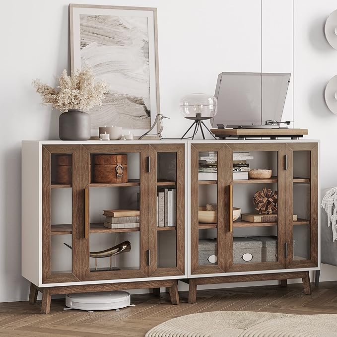 BELLEZE Modern Curio Cabinet, 3-Tiers Console Table, 31 Inch