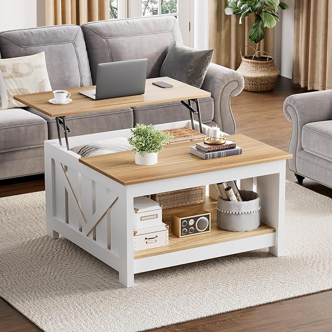 FABATO Lift Top Coffee Table, 31.5" Farmhouse Coffee Tables