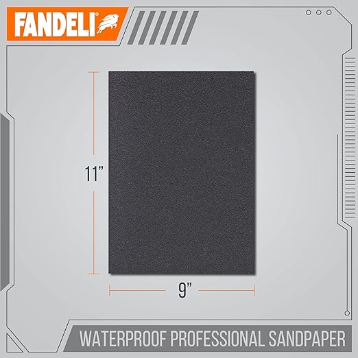 Fandeli | Waterproof Sandpaper | 2000 Grit | 25 Sheets 9'' x 11'' |