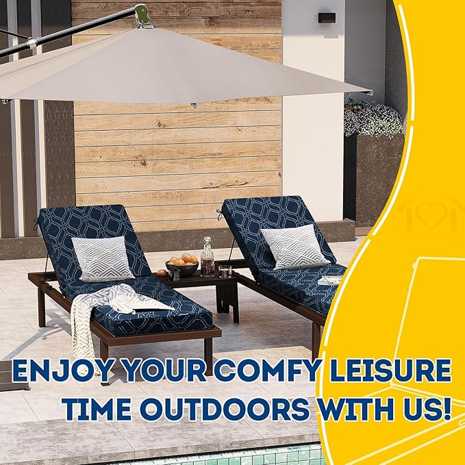 AAAAAcessories Outdoor Chaise Lounge Cushions, Fade-Resistant, Waterproof Patio