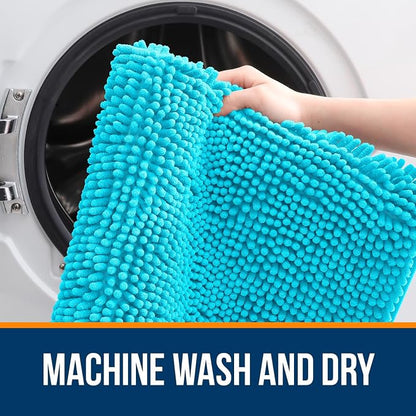 OLANLY Large Bathroom Rugs 40x24, Extra Soft Absorbent Chenille Bath Rugs, Rubber Backing Quick Dry, Machine Washable Bath Mats for Bathroom Floor, Tub and Shower, Home Decor Accessories, Aqua Sky