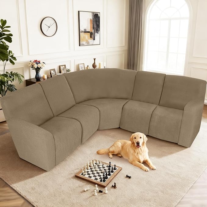 ALIECOM 100% Waterproof Recliner Sectional Couch Covers L Shape Stretch Corner