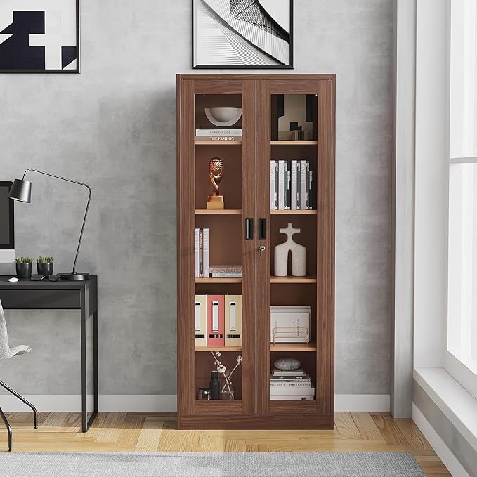 Display Cabinet with Glass Doors, Display Case Cabinet