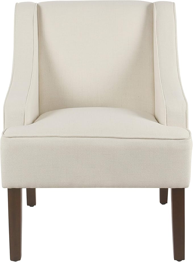 Homepop Upholstered Classic Swoop Arm Accent Chair Home Décor, Warm Ivory