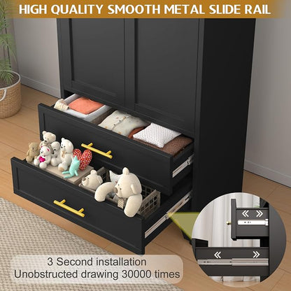 GAIOUS Steel Pantry Cabinet, 71" Metal Storage Cabinets with 2 Doors | 2 Adjustable Shelf and 2 Drawers, Freestanding Storage Cabinet for Bedroom, Kitchen, Home Office (Black)