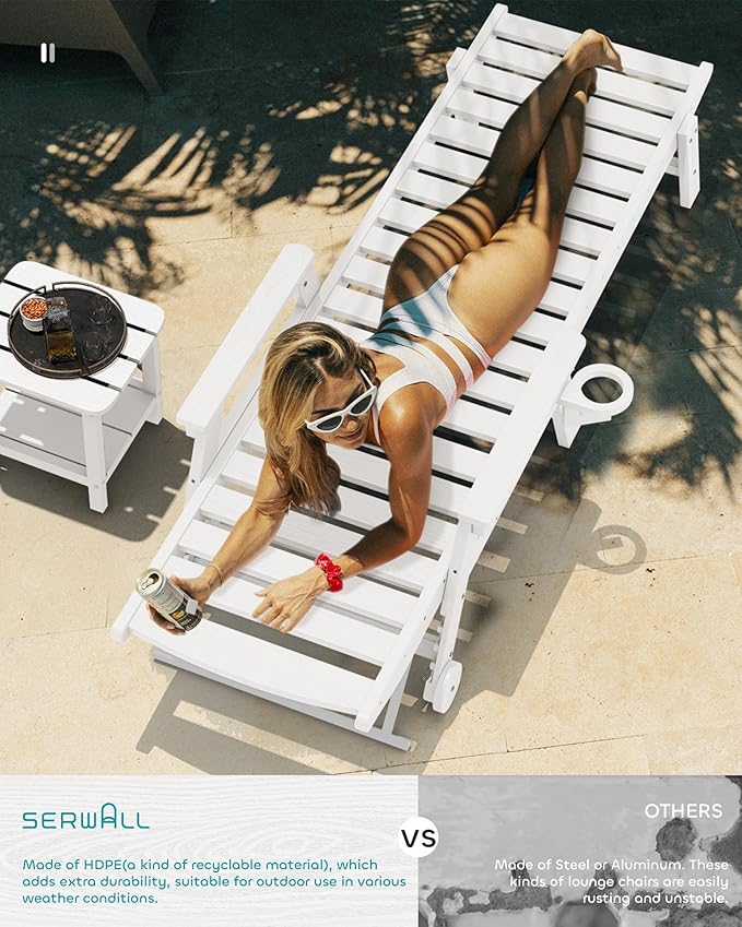 SERWALL Patio Chaise Lounge Chair Set of 2