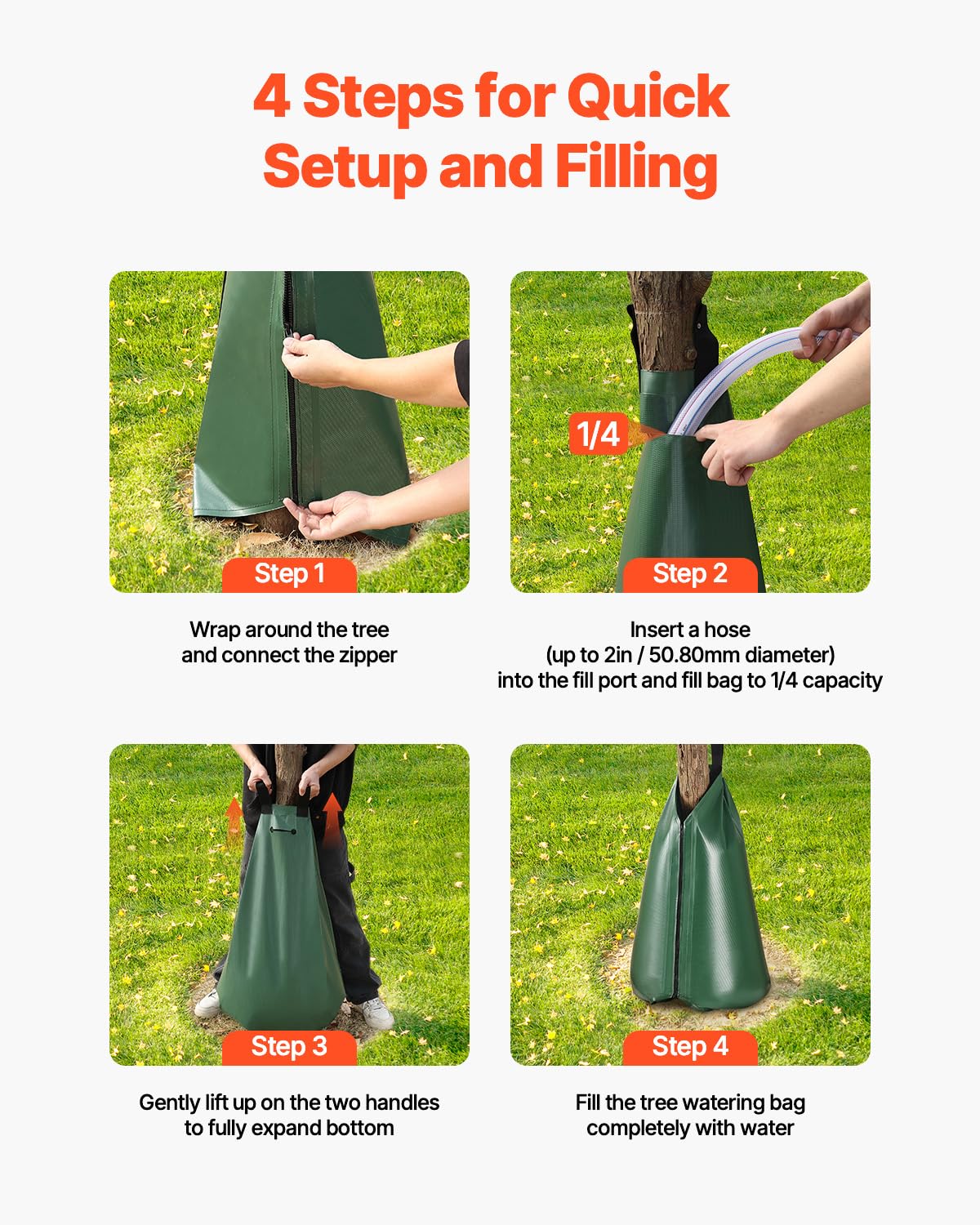VEVOR Tree Watering Bag Slow Release 3 Pack 20 Gallons, Water Bags for Trees, Refillable Tree Drip Irrigation Bags with Zipper, Durable Tree Watering System for Deep Root Targeting