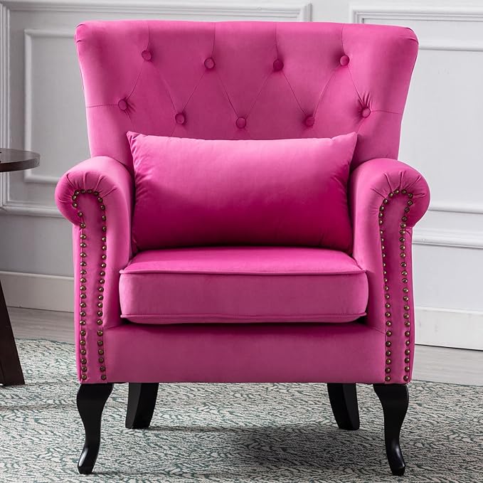 Mid Century Modern Accent Chair Upholstered Armchair Comfy Velvet Fabric Single