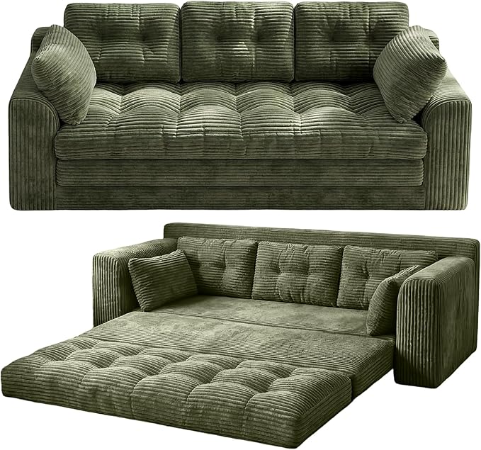 Homkdom 3 Seater Convertible Folding Sofa Bed, Pull Out Sleeper Sofa