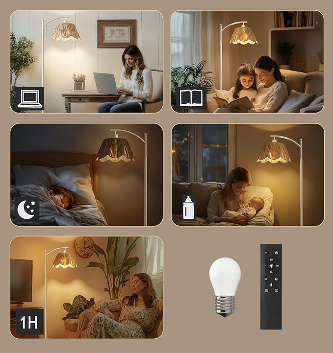 Oneach Rattan Floor Lamp for Living Room