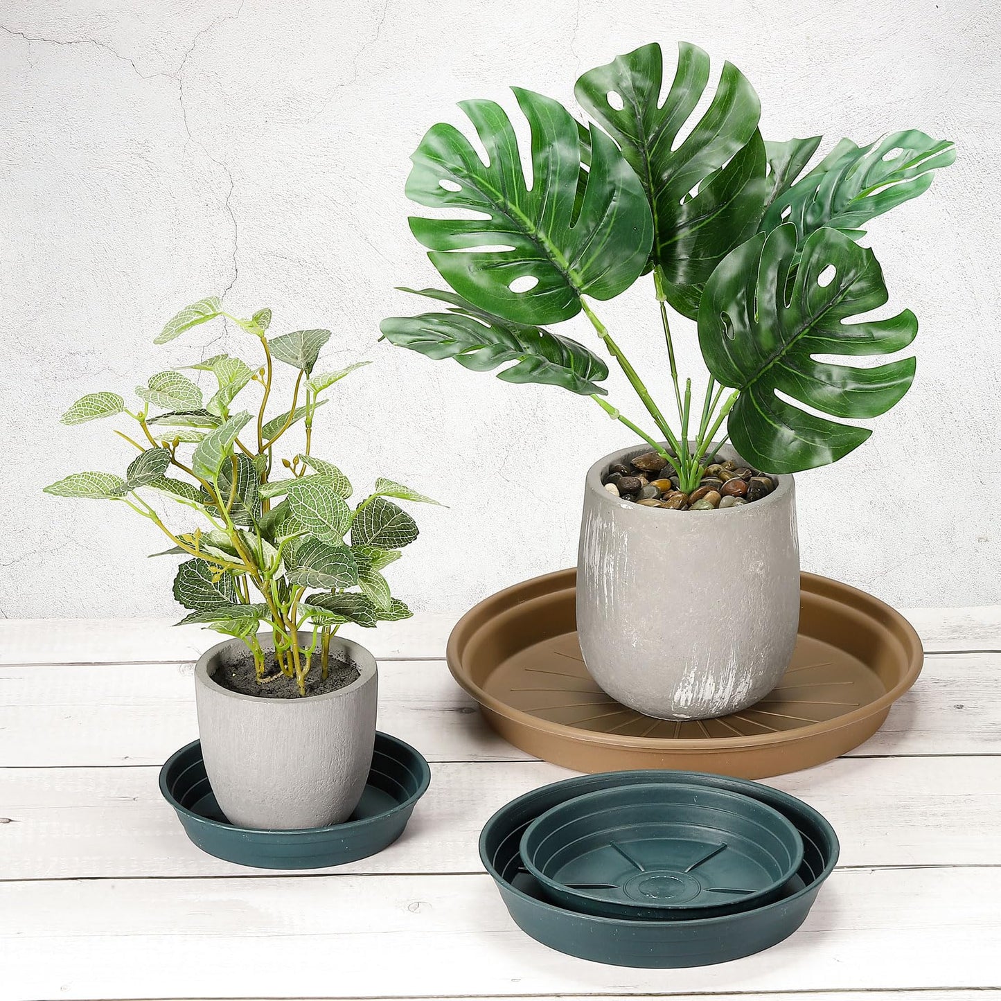 M METERXITY 6 Pack Planter Saucers - Plastic Plant Tray Flowerpot Drip Trays Round Apply to Outdoor/Garden (10.2 Inch/ 25.8cm, Cyan)