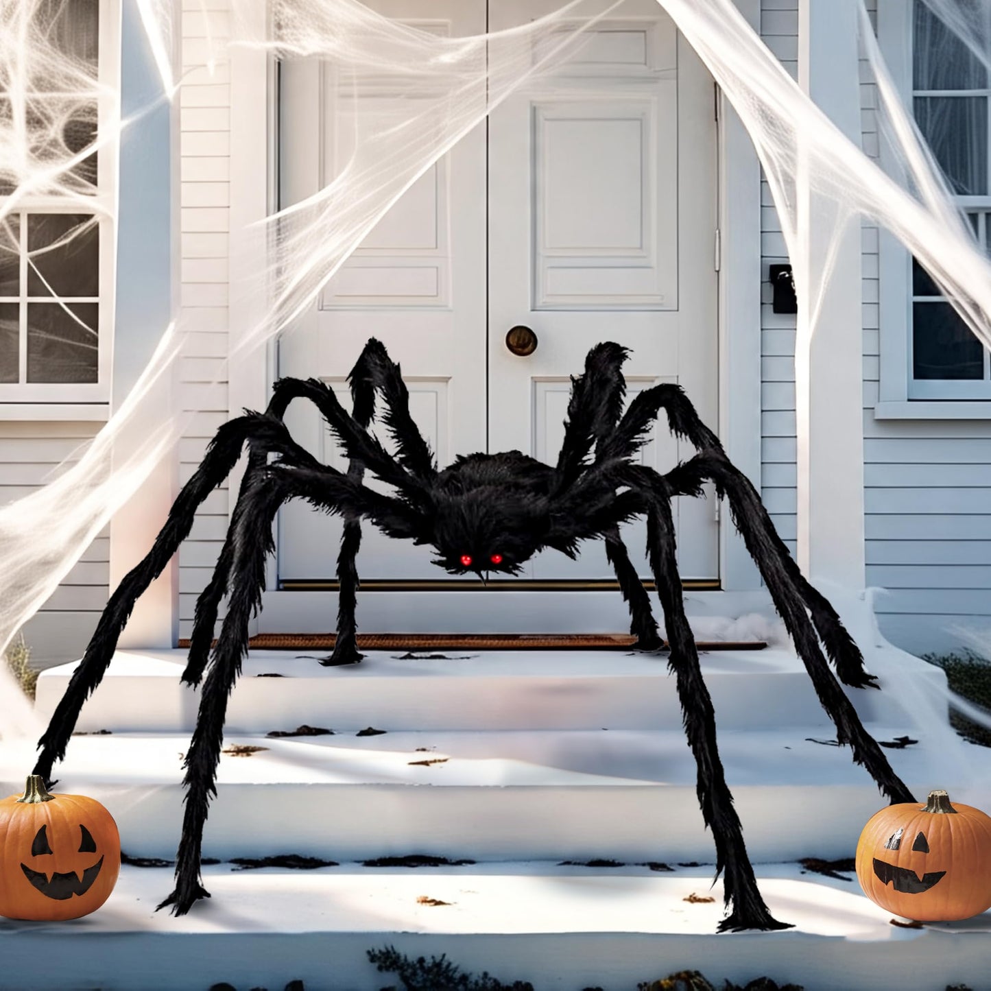 KatchOn, Giant Halloween Black Hairy Spider - 6.5 Ft, Foldable Fake Spider Halloween Decorations Outdoor | Summerween Decorations Party | Giant Spider Decoration for Summerween Party Decorations