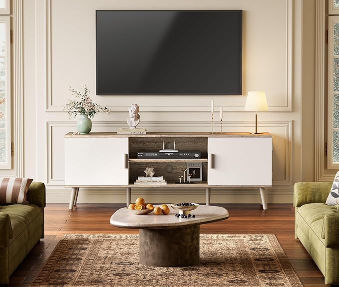 SUPERJARE TV Stand for 55 Inch TV, Entertainment Center