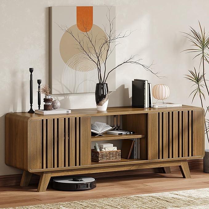 ONBRILL 63-Inch TV Stand for TVs up to 75 Inch, Mid-Century Modern Television