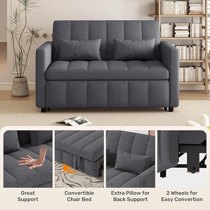 Nebuaegis Sleeper Sofa Bed, 3-in-1 Convertible Pull Out Couch