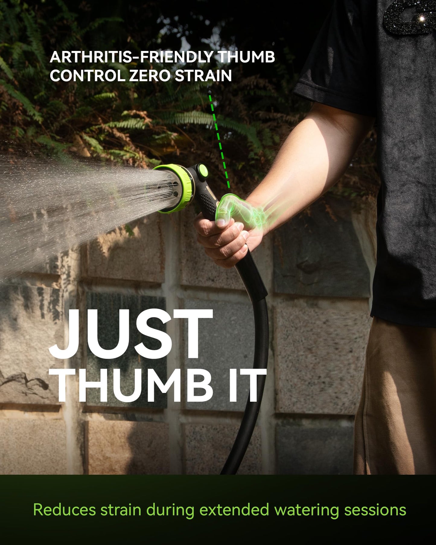 RAINPOINT Hose Sprayer Nozzle Heavy Duty - 8 Spray Patterns Garden Hose Nozzle with Adjustable Flow Control for Watering Plants, Washing Cars,Washing Pets, Thumb Control (Green)