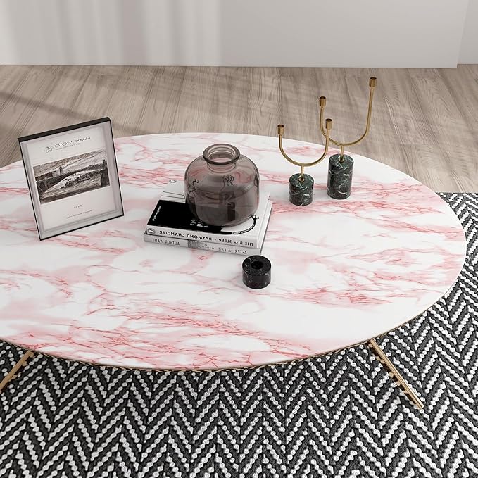 practicalWs 23.6in ×118in White Pink Marble Wallpaper Peel and Stick