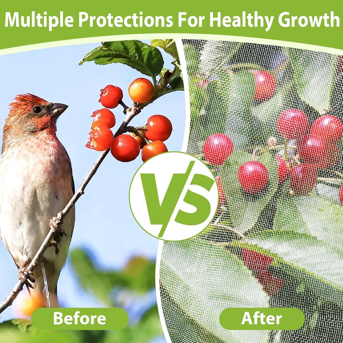 Large Fruit Tree Netting with Drawstring and Zipper, 12 * 12FT Garden Netting for Garden Protection, Insect Bird Netting for Fruit Trees, Protection from Anti Birds, Bugs,Cicadas, Insects