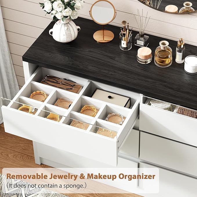 Jocoevol Modern LED 6 Drawer Dresser
