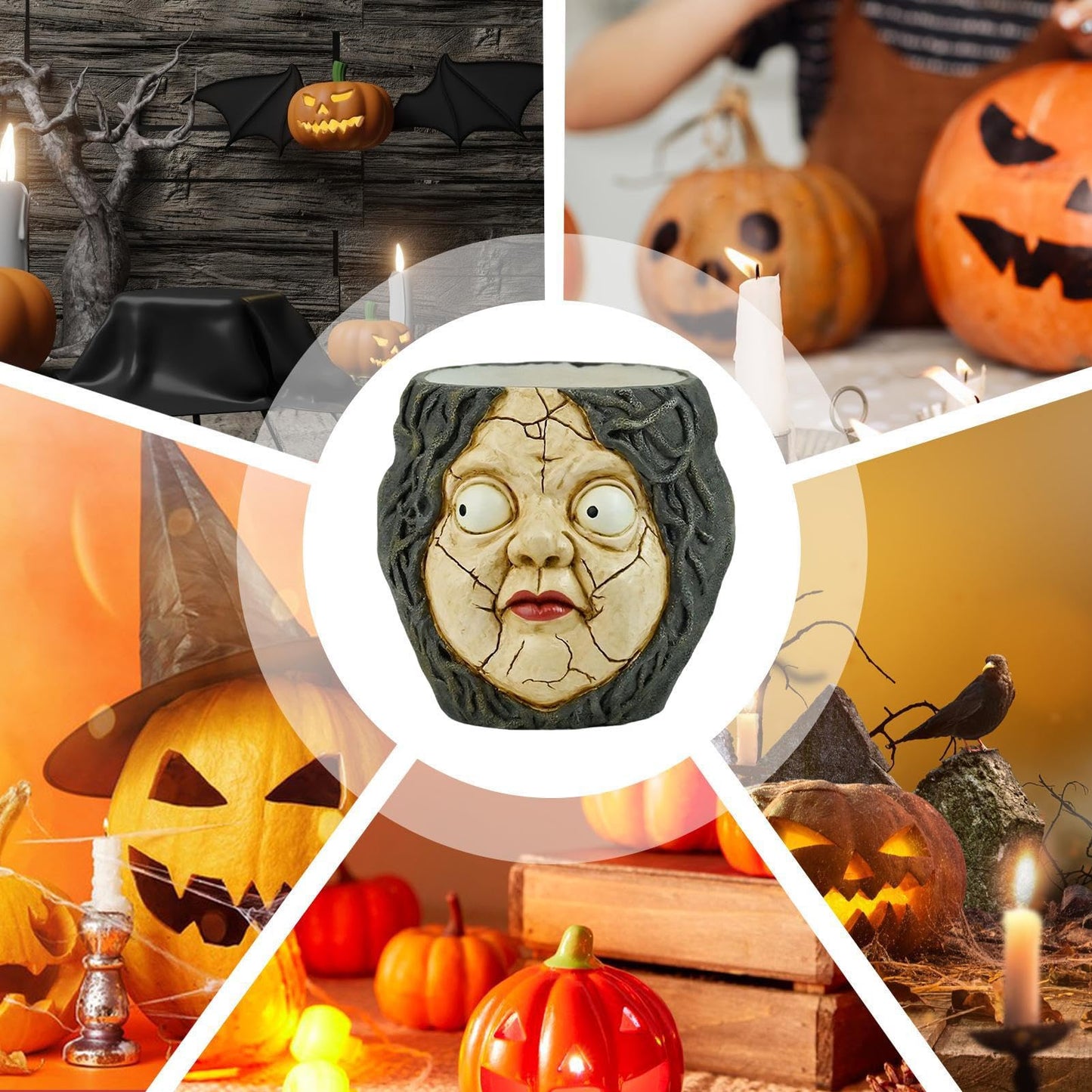 Face Pots for Plants - Abstract Head Planter, Resin Sculpture | Indoor Outdoor Garden Decoration for Patio Bookshelf Windowsill offlce Desk Balcony Halloween Kids Family Tabletop Friends Gift Use