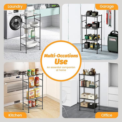 Abiglifty Storage Shelves, 4-Tier Wire Shelving, Metal Shelving with Adjustable Leveling Feet, Garage Storage for Bathroom, Closet, Kitchen