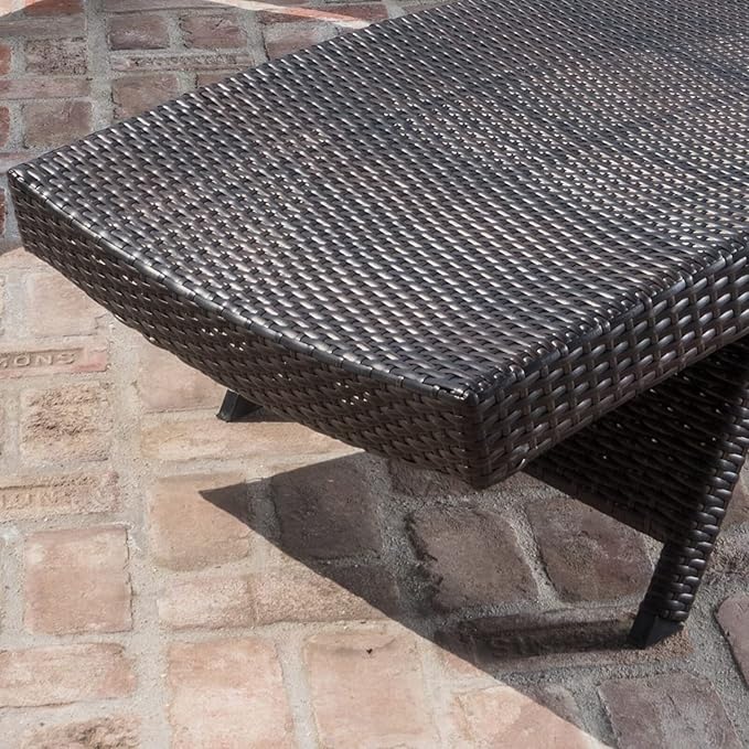 Outdoor Patio 4 Adjustable Backrest Chaise Lounger and 2 Side End Tables