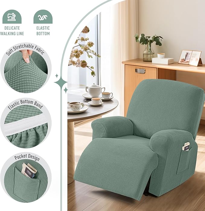 TAOCOCO Recliner Cover 4-Pieces, Recliner Stretch Sofa Slipcover, Recliner