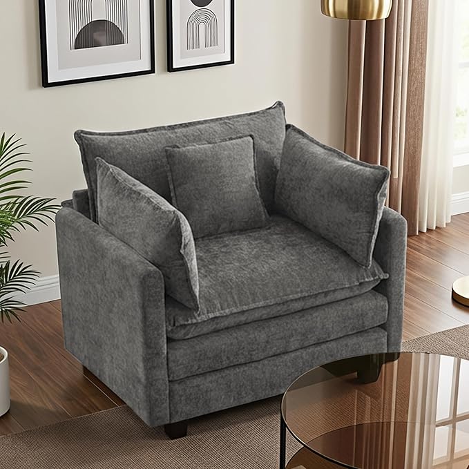 Modular Sectional Sofa Cloud Couch, Deep Seat Washable Chenille Fabric Sofa