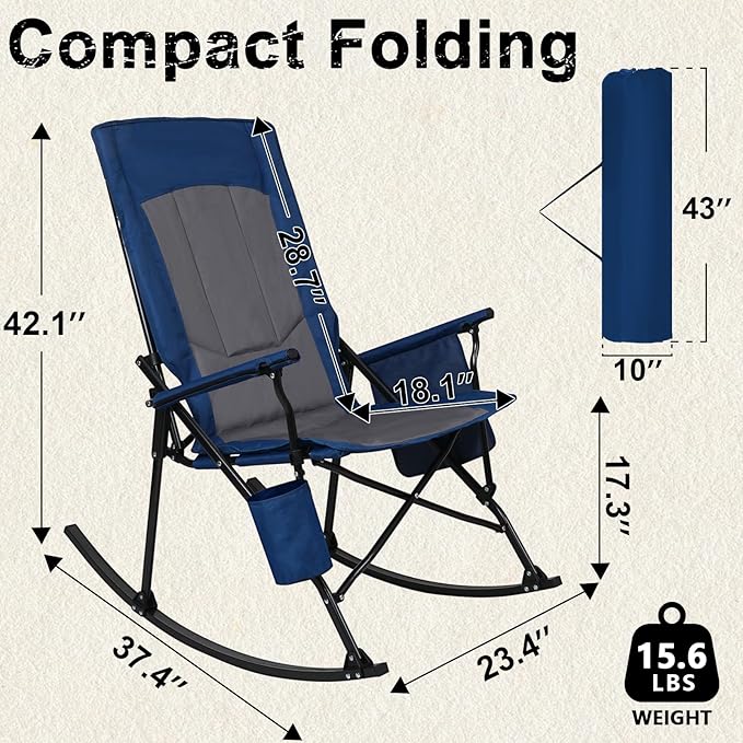 Romswi 2 Pack High Back Portable Rocking Chair