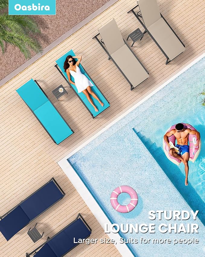 Aluminum Chaise Lounge Chair Outdoor, Foldable& No Assembly Patio Pool Lounge