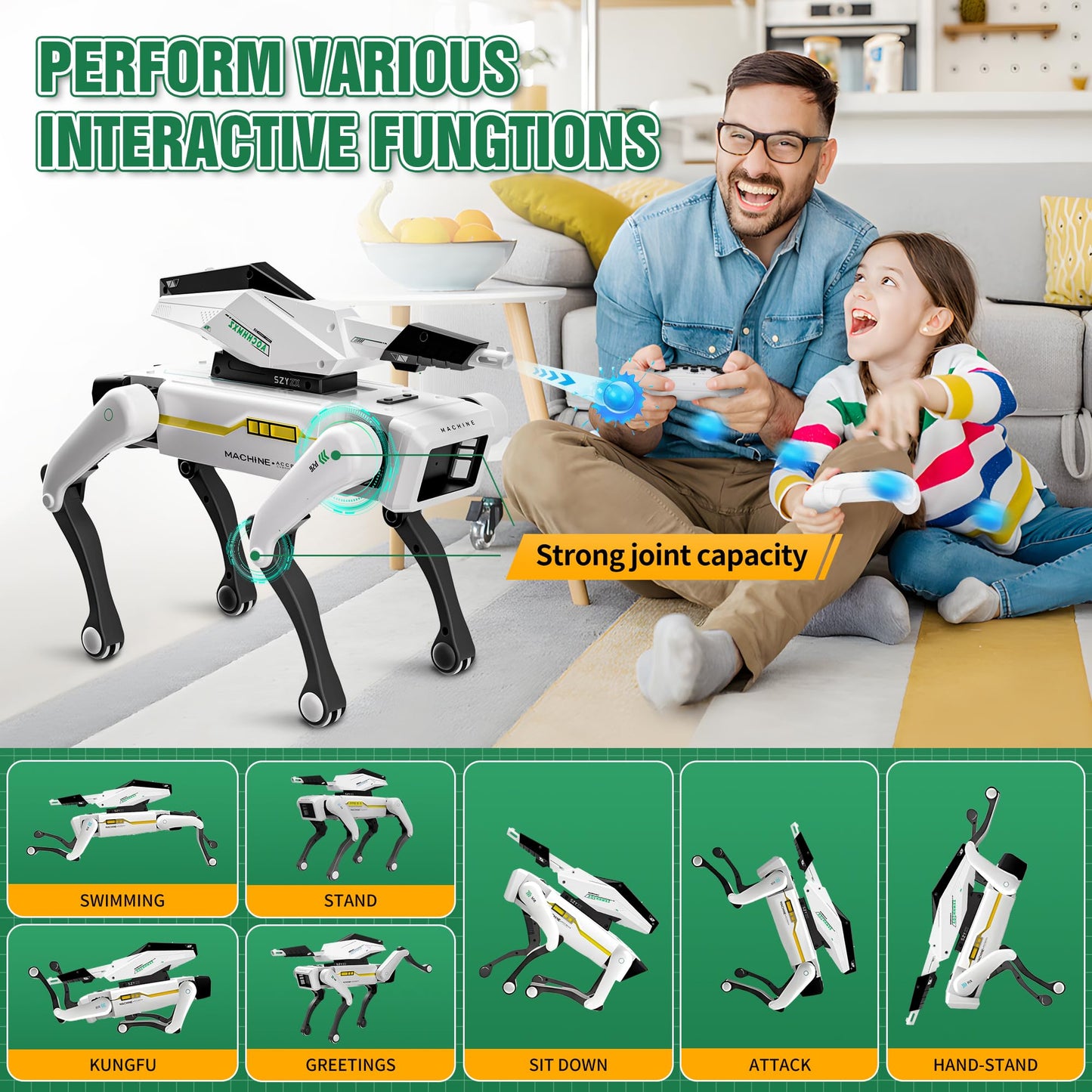 Dingdongwu Shoot Robot Dog - Interactive STEM Pet with Voice Control, 30+ Actions & APP Programming, Durable Design for Kids Age 6+ (Compatible with iOS/Android)