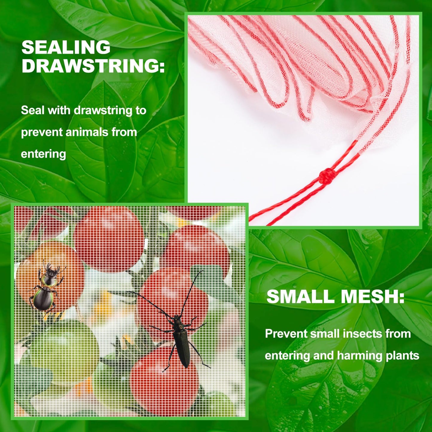 Large Fruit Orchard Netting, 6.56 x 6.56 FT Plant Netting with Zipper and Drawstring, Garden Netting to Protect Fruit from Anti Birds, Bugs, Cicadas, Insects