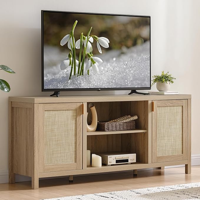 SICOTAS Rattan TV Stand for Living Room