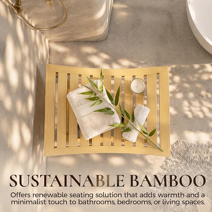 Bamboo Stool – Natural Wood Finish, Eco-Friendly Small Bench