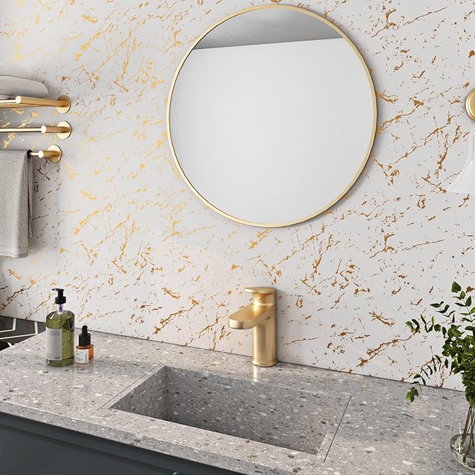 FunStick 24"x200" Off White and Gold Marble Peel and Stick Wallpaper Self
