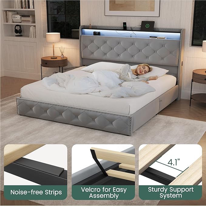LARMACE Queen Size Bed Frame