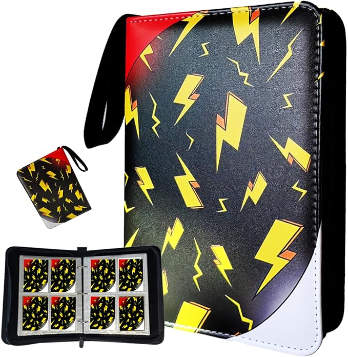 Premium Card Binder 4 Pocket, 3-Ring Zipper 400 Pockets Card Holder Book with 50 Removable Sleeves，Card Collection Storage Album for Trading Cards, MTG, TCG, Yugioh Cards
