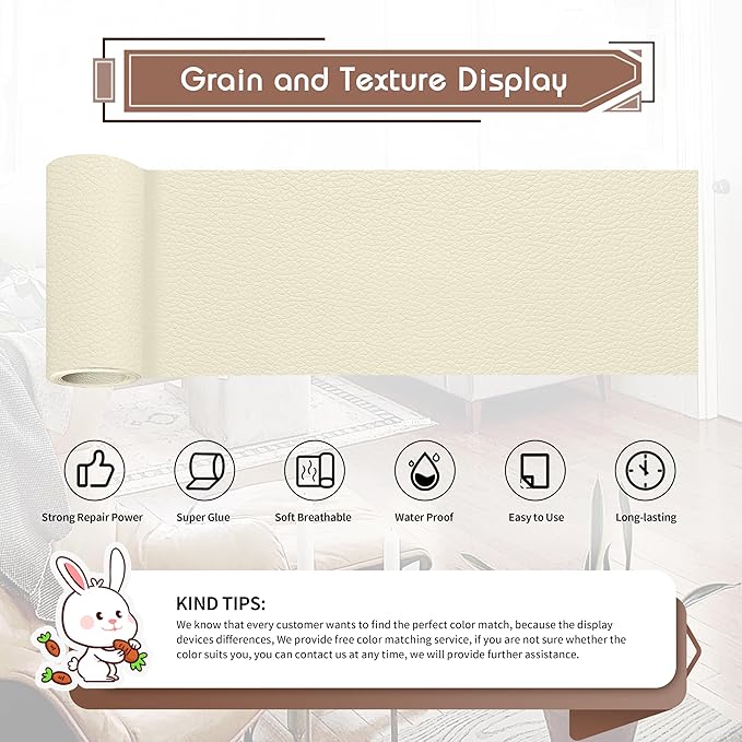 KING MOUNTAIN Leather Repair Patch, 4 x 63 Inches self Adhesive Leather Repair