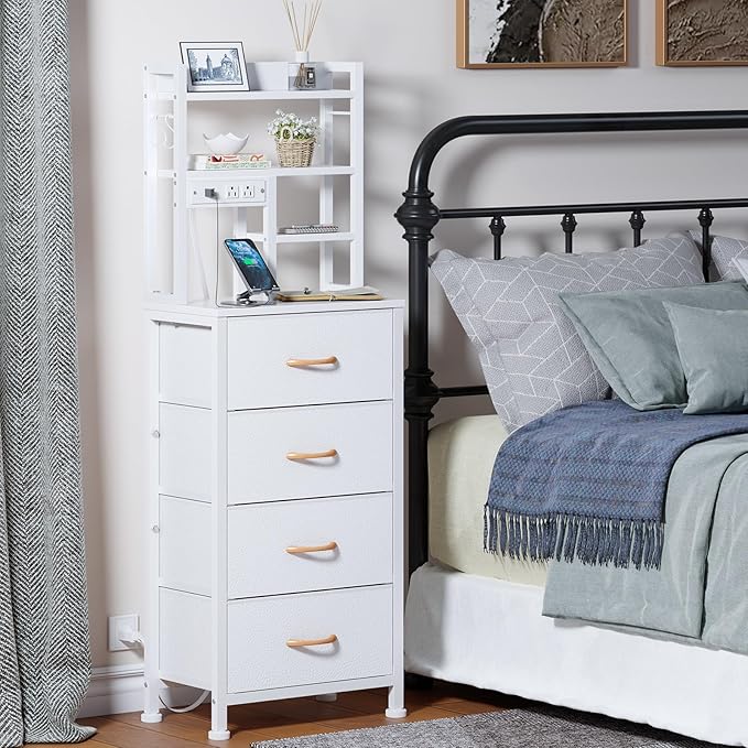 Furnulem Tall Night Stand, 52.1 Inch LED Nightstand