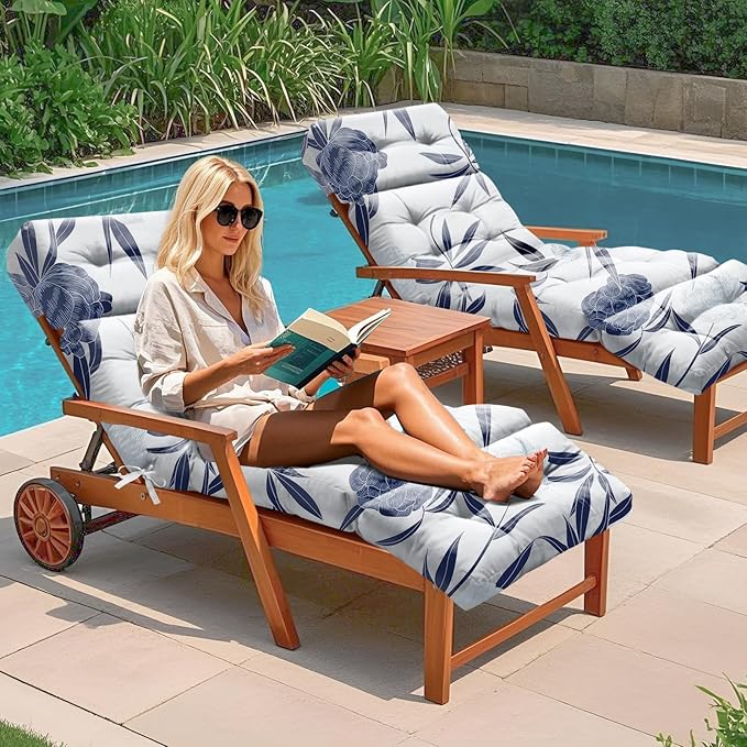 Outdoor Chaise Lounge Chair Cushion 75.1 x 22.8 x 4.7 Inches 100% Waterproof