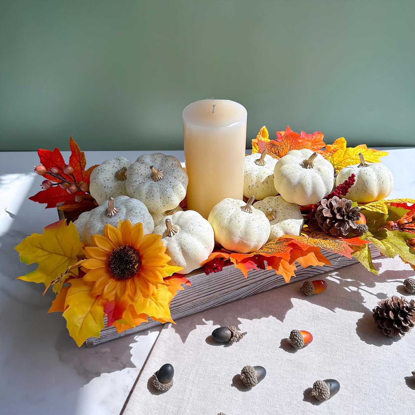 Winlyn 12 Pcs Small Artificial Cream Pumpkins Decorative Pumpkins Foam Pumpkins for Fall Harvest Wedding Baby Shower Thanksgiving Halloween Table Centerpiece Mantel Bowl Décor