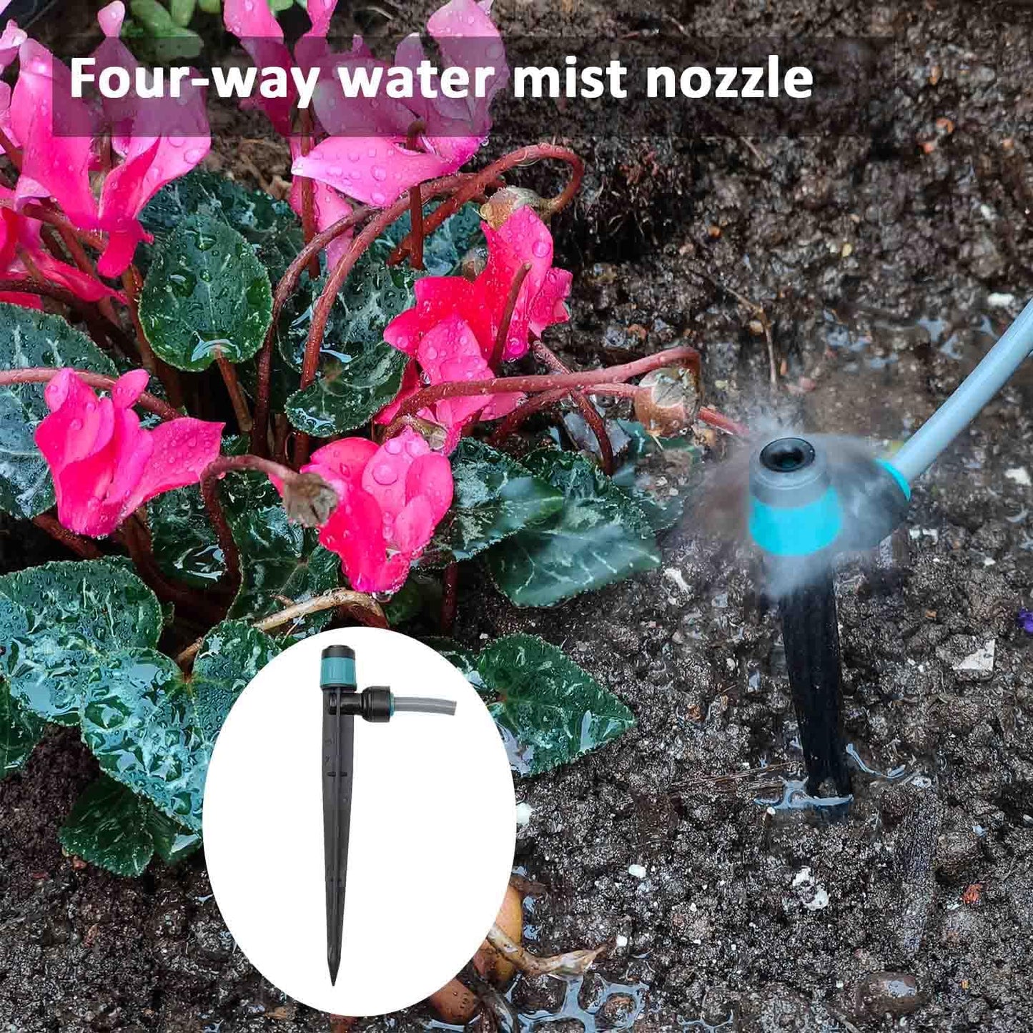 Drip Irrigation System for Garden with Water Timer Plug-in Quick Connection Drip Irrigation Kit 5/16“ID and 1/4 Inch Pipe Auto Watering System for Garden Spray, for Greenhouse, Lawn, Potted Plants