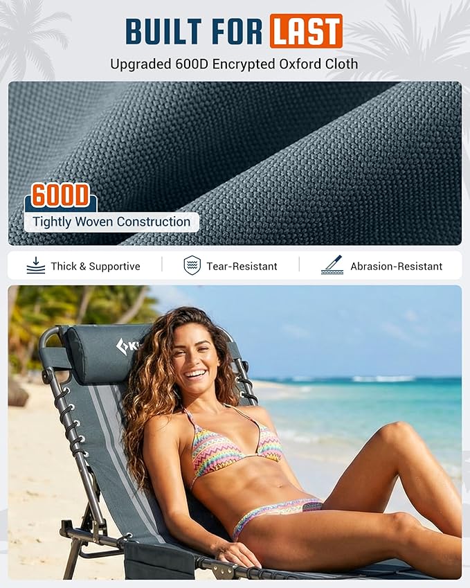 KingCamp Lounge Chair with face Hole, 400LBS Tanning Chairs