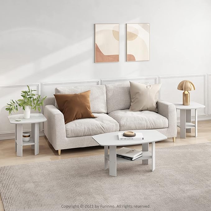 Furinno Simple Design Side Table Set of 2, 2-Tier Modern End Table