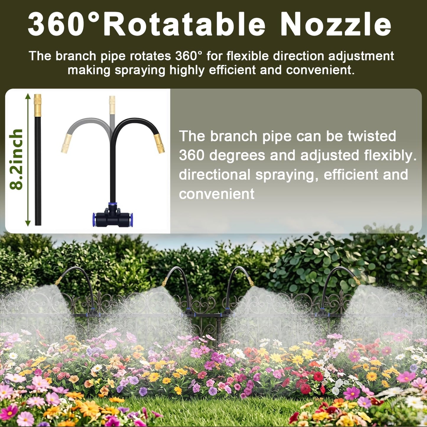 50FT Drip Irrigation Kit for Garden Beds, Greenhouse & Potted Plants – Adjustable Micro Watering System with 1/4" Distribution Tubing, Emitters, Connectors & Stakes